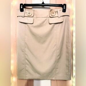 Star City Classic Beige Button-Accent Pencil Skirt - Women's